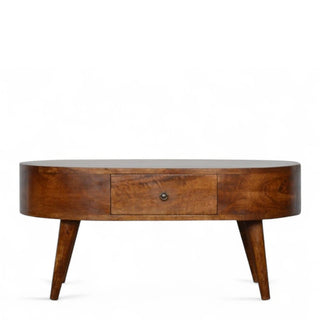 Mid-Century Modern Chestnut Rounded Coffee Table