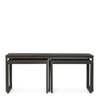 Industrial Iron Base Coffee Table Set of 3 | Solid Wood