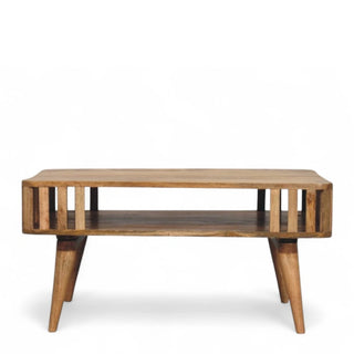 Mid-Century Modern Slatted Oak Coffee Table | Solid Wood