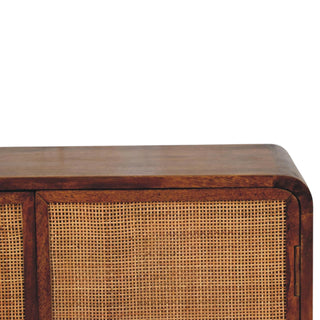 Larissa Rattan Wardrobe Cane Double Doors Chestnut Bun Feet Natural Rattan