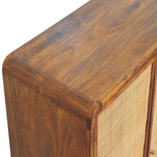Larissa Rattan Wardrobe Cane Double Doors Chestnut Bun Feet Natural Rattan
