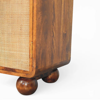 Larissa Rattan Wardrobe Cane Double Doors Chestnut Bun Feet Natural Rattan