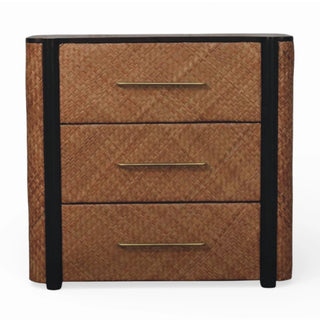 Havana Rattan Chest of Drawers Herringbone Weave Fluted Sides Mocha Natural Rattan