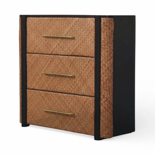 Havana Rattan Chest of Drawers Herringbone Weave Fluted Sides Mocha Natural Rattan