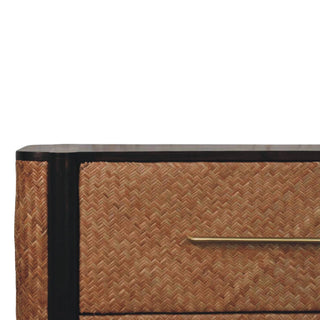 Havana Rattan Chest of Drawers Herringbone Weave Fluted Sides Mocha Natural Rattan