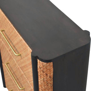 Havana Rattan Chest of Drawers Herringbone Weave Fluted Sides Mocha Natural Rattan