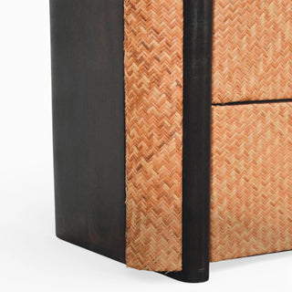 Havana Rattan Chest of Drawers Herringbone Weave Fluted Sides Mocha Natural Rattan