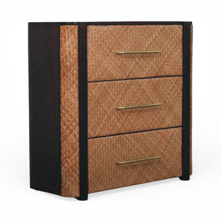 Havana Rattan Chest of Drawers Herringbone Weave Fluted Sides Mocha Natural Rattan