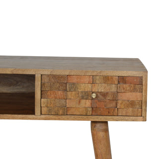 Bastian Writing Desk Mango Wood Tile-Carved Drawer With Open Slot