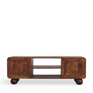 Larissa Rattan Sideboard 4 Cane Drawer Fronts Open Centre Chestnut Bun Feet Natural Rattan