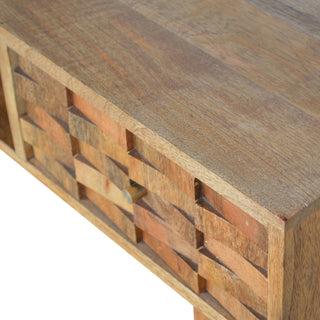 Bastian Writing Desk Mango Wood Tile-Carved Drawer With Open Slot