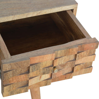 Bastian Writing Desk Mango Wood Tile-Carved Drawer With Open Slot