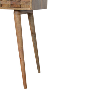 Bastian Writing Desk Mango Wood Tile-Carved Drawer With Open Slot