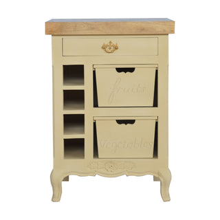 Fleur Kitchen Cabinet French Country Cream Hand-Painted Oak Top Cabriole Legs