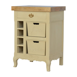 Fleur Kitchen Cabinet French Country Cream Hand-Painted Oak Top Cabriole Legs