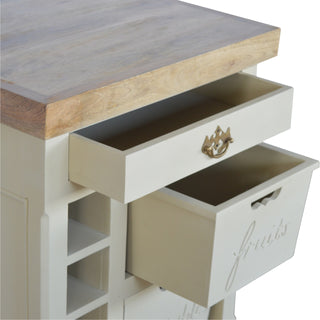 Fleur Kitchen Cabinet French Country Cream Hand-Painted Oak Top Cabriole Legs
