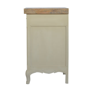 Fleur Kitchen Cabinet French Country Cream Hand-Painted Oak Top Cabriole Legs