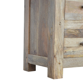 Grain TV Media Unit Hand-Distressed Oak Mango Wood Glazed Cabinet Doors Four Drawers Farmhouse Feet