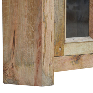 Nook Corner Media Unit Hand-Distressed Mango Wood Glazed Cabinet Doors with Round Knobs