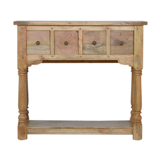 Fenwick Narrow Console Table with Drawers Distressed Oak Turned Legs