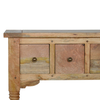 Fenwick Narrow Console Table with Drawers Distressed Oak Turned Legs