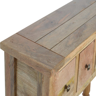 Fenwick Narrow Console Table with Drawers Distressed Oak Turned Legs