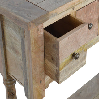Fenwick Narrow Console Table with Drawers Distressed Oak Turned Legs