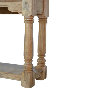 Fenwick Narrow Console Table with Drawers Distressed Oak Turned Legs