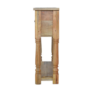 Fenwick Narrow Console Table with Drawers Distressed Oak Turned Legs