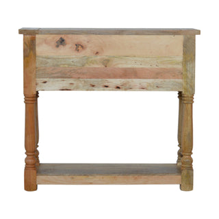 Fenwick Narrow Console Table with Drawers Distressed Oak Turned Legs