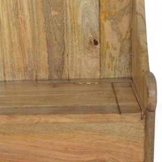 Monks Entryway Storage Bench Solid Mango Wood Panelled High Back Lift-Top Settle