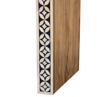 Edessa Bone Inlay Side Table Star Lattice Border Natural Wood