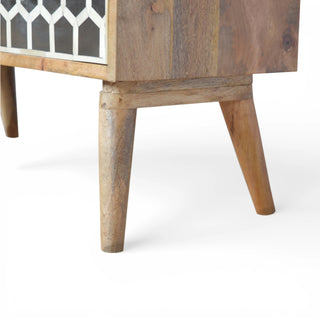 Bone Inlay Chest of Drawers Honeycomb Black White Glass Knobs