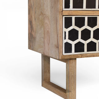 Bone Inlay Chest of Drawers Honeycomb Black White