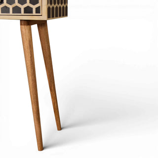 Bone Inlay Console Table Honeycomb Black White Glass Knobs