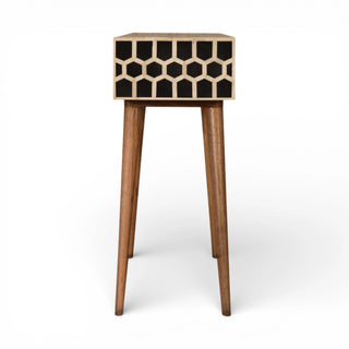 Bone Inlay Console Table Honeycomb Black White Glass Knobs