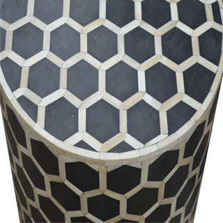 Bone Inlay Stool Honeycomb Black White Drum