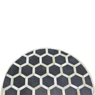 Bone Inlay Stool Honeycomb Black White Drum