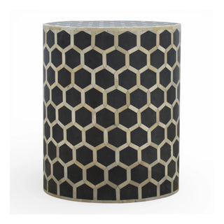 Bone Inlay Stool Honeycomb Black White Drum