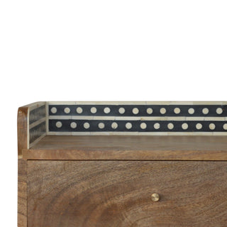 Bone Inlay Bedside Table Dot Gallery Back Three Drawer