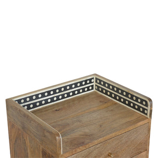 Bone Inlay Bedside Table Dot Gallery Back Three Drawer