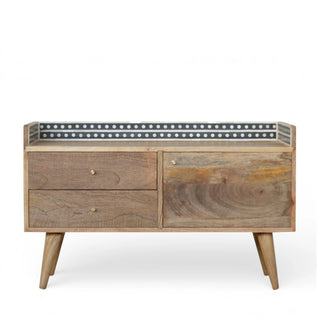 Bone Inlay Media Unit Dot Gallery Back Natural Wood