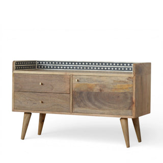 Bone Inlay Media Unit Dot Gallery Back Natural Wood