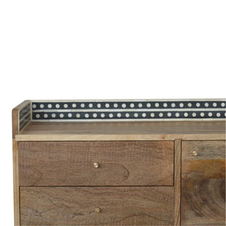 Bone Inlay Media Unit Dot Gallery Back Natural Wood