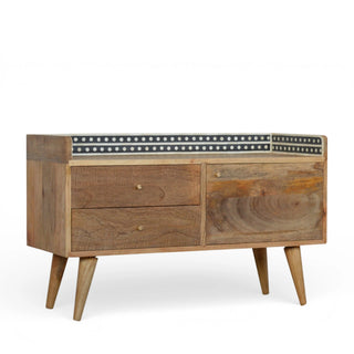 Bone Inlay Media Unit Dot Gallery Back Natural Wood