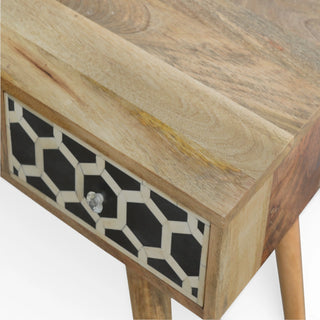 Bone Inlay Writing Desk Honeycomb Black White