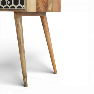 Bone Inlay Writing Desk Honeycomb Black White