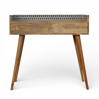 Bone Inlay Console Table Dot Gallery Back Dark Wood