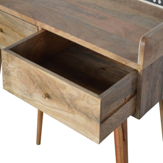 Bone Inlay Console Table Dot Gallery Back Dark Wood