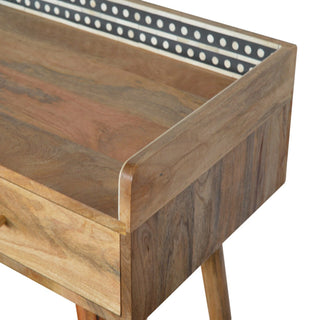 Bone Inlay Console Table Dot Gallery Back Dark Wood